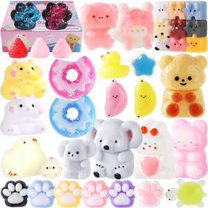 38Pcs Taba Squishy Hamster Squeeze Toys, Fidget Toy, Kawaii Squishy Stress Relief Toys Party Favors for Kids 4-8 8-12, Treasure Box Toys for Classroom Birthday Xmas Gifts for Girls Boys