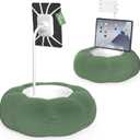 Lap Kindle Pillow Stand with Silicone Holder for Kindle Accessories and Phones (4.7"-8") & Adjustable iPad Stand for Desk with Snack Bowl for Tablets(8"-15.5")-Ideal for Hands-Free Reading (Green)