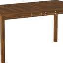 Walker Edison Dominica Contemporary Slatted Outdoor Dining Table, 34 Inch, Dark Brown