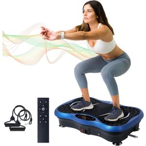 Vibration Plate Exercise Machine, Vibration Platform for Lymphatic Drainage Full Body, 99 Speed Levels, 5 Workout Modes & Resistance Bands, Home Gym Equipment for Shaping, Toning & Weight Loss