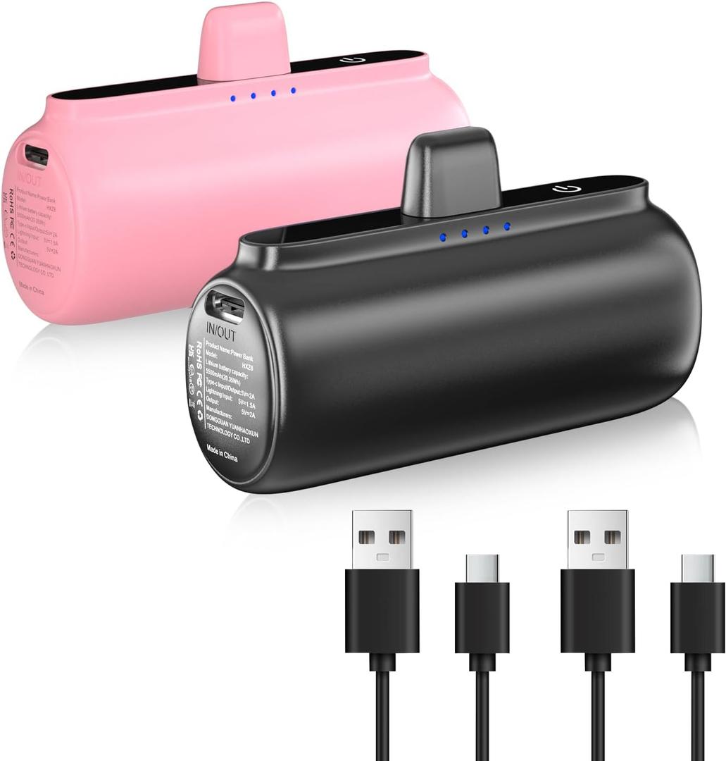 2 Pack 5500mAh Portable Charger for iPhone, Upgrade Ultra-Compact 20W PD Fast Charging Cute Travel Portable Phone Charger, Mini Power Bank for iPhone 14/14Pro/13/12/11/X/8/7/6 Series