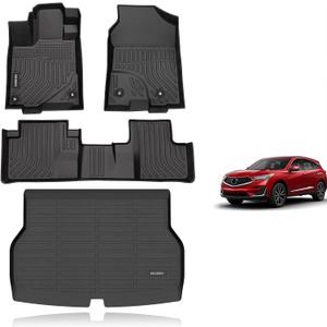 KELCSEECS Floor Mats & Cargo Liner Custom for Acura RDX 2016 2017 2018,All Weather Protection TPE Floor Liners Front& Rear Row Full Set RDX Accessories Black
