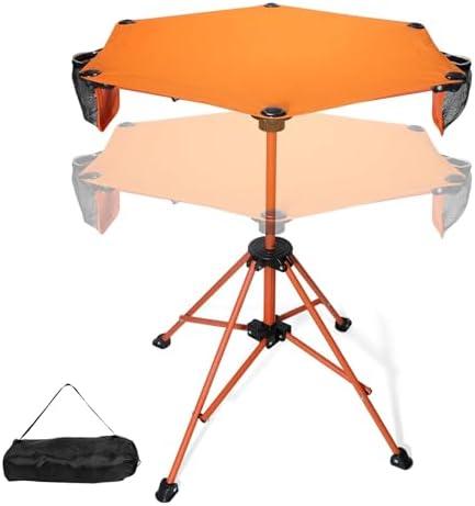 ZEMIRO CHARGE Lightweight Folding Bar Height Table, 36 Inch, Adjsutable Height & Cup Holder – Collapsible, Portable, Compact with Carry Bag for Lawn BBQ, Lounge, Picnic, Camping and Travel