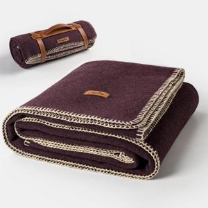100% Wool Blanket, 48" x 62", Warm, Thick, Washable, Military Wool Blanket, Great for Camping, Outdoors, Sporting Events, Survival Kits, Plum (Medium)