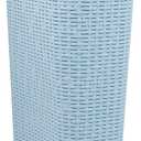 Mind Reader Slim Laundry Hamper with Lid, 40L Clothes Basket, Narrow Tapered Design with Ventilated Cutout Pattern, Plastic, Baby Blue
