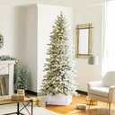 Glitzhome 22" L White Wooden Tree Collar Tree Stand Cover Decorative Christmas Tree Skirt Collar for 7.5ft Tree Christmas Decoration