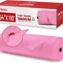 Plastic Table Cloth, 110 Ft X 54 in Plastic Table Cloth Disposable Pink Tablecloth with Any Cut Sliding Cutters Premium PEVA Disposable Tablecloth for Picnics, Parties, Birthdays, Festivals (110 Feet Roll)