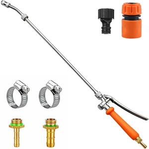 All Metal Replacement Sprayer Wand, 1/4" & 3/8" Brass Barb Sprayer Wand with Stainless Steel Shut off Valve & 2 Hose Clamps (29 Inches)