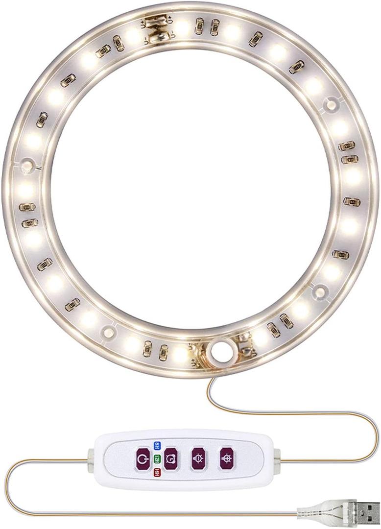 GEZICHTA LED Grow Lights, USB Angel Ring Lamp for Succulents, Height Adjustable(one Head), free size