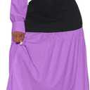 Ekaliy Women's Puff Long Sleeve Shirt Dress Elegant Button Down Loose Swing Party Maxi Dress (S)