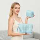 Blue Puffy Puffer Makeup Bag for Purse Small Makeup Pouch Quilted Cosmetic Bag Cute Cotton Toiletry Pouch Bag for Women