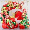 6Pcs Christmas Candy Cane Foil Balloons, Gold Green and Red Christmas Party Decorations, Holiday Celebration Supplies, Suitable for Home, Office, and Children's Christma Parties