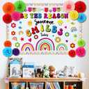 Pajean Be The Reason Someone Smiles Today Bulletin Board Decorations Set Rainbow Classroom Decorations with 3D Paper Fans Flower Ball Colorful Smile Face Motivational Welcome Back to School Cutouts