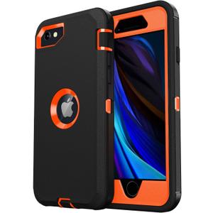 Design for iPhone SE Case 2022/2020,iPhone 8/7 [Shockproof] [Dropproof] [Dust-Proof] [Military Grade Drop Tested] with Non-Slip Removable iPhone SE 2022 Case 4.7 InchOrange+Black.