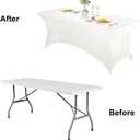 FORLIFE Spandex Table CoversFitted Tablecloth for Rectangular Tables, Stretch Patio Table Covers, Universal Spandex Table Cover for Wedding, Banquet, Party (6ft, White)