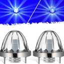 Partsam 2Pcs Glass Watermelon Lights [Patented] Clear Lens Blue LED Side Marker Clearance Lights with Bezel Replacement for Kenworth Peterbilt Freightliner Trucks