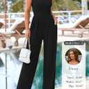 PRETTYGARDEN Summer Sleeveless Jumpsuits for Women Dressy Square Neck Wide Leg Pants Knit One Piece Rompers Fashion Clothing (X-Large, Black)