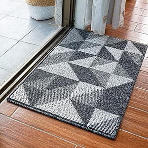morgantag Indoor Doormat Rubber Door Mat, 20"x 32", Heavy Duty Doormat, Waterproof, Easy Clean, Machine Washable, Low-Profile Doormats for Entryway, Garage, Patio, Bathroom, Livingroom Blackwhite, 2 Pack