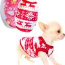 2 Pieces Dog Christmas Outfit Puppy Sweater Teacup Dog Clothes Chihuahua Clothes Reindeer Snowflake Xmas Pet Warm Winter Clothes for Extra Small Breeds Kitty Puppy Cat (X-Small)