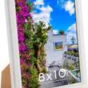 8x10 Wood Frame White, Natural Woodgrain 10x8in Picture Frame, Rustic Wooden 8 x 10 inch Gallery Photo Poster Frame with HD Plexiglass, Horizontal Vertical Wall Mounting Tabletop Display 1Pcs