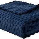 FY FIBER HOUSE Fleece Throw Blanket for Couch 300GMS Super Soft Plush Fuzzy Blankets and Throws for Sofa Bed Office, 40x50 Inches, Navy