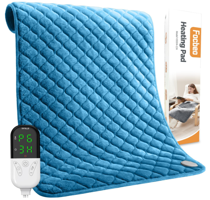 Electric Heating Pad for Pain Relief  35"x20" King Size, Moist & Dry Heat, Soft Velvet, Machine Washable, Adjustable Temperature, Auto ShutOff, Ideal for Back, Neck, Shoulder & Menstrual Cramps