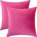 Jeneoo Comfy Soft Thick Velvet Throw Pillow Covers Decorative Solid Square Couch Cushion Cases for Bedroom Sofa Car Decor (Hot Pink, 20 x 20 Inches, 2 Pieces)