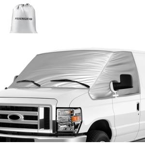 Custom Fit Silver Windshield Cover Compatible with Ford E-Series/E 450 350 250 150 Econoline/Club Wagon Van 2003-2025 for Privacy Blockout UV Reflector Snow Protection