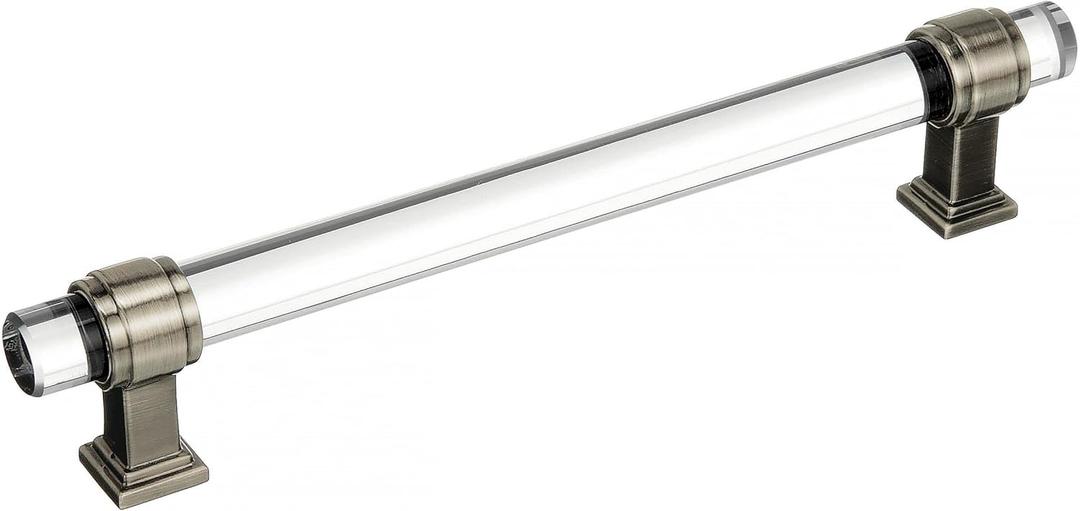 Amerock | Cabinet Pull | Clear/Gunmetal | 6-5/16 inch (160 mm) Center to Center | Glacio | 1 Pack | Drawer Pull | Drawer Handle | Cabinet Hardware