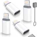 USB C Type C to Lightning Adapter MFi Certified 4 Pack 27W Fast Charging Support Data Sync,Lightning to USB Type C Cable Adapter for iPhone/iPad/for Airpods,with Anti-Lost Loop,Not for Audio/OTG (White)