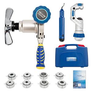 Flaring Tool Kit for 1/4" - 3/4" Copper Pipe HVAC Flare Tool 45°Eccentric Tubing Flaring Tool with Pipe Cutter & Deburring Tool for Copper Brass Aluminum Pipes Refrigeration Air Conditioner Repair