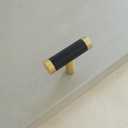 LBFEEL 4Pack Black T Bar knob Black and Gold Kitchen Cabinet Pulls Modern Dresser Knob Hardware (4, Knob)