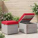 DoubleFill 2 Pcs Outdoor Ottoman Cushion 23"x19"x3" Waterproof Fade Resistant Outdoor Footstools Cushion Removable Patio Ottoman Cushions with Adjustable Fixing Strap for Stool (Red)