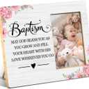 JioJio Chan Baptism Gifts Picture Frame, Christening, Baby Announcement Gifts for Godchildren Boys Girls from Godparents Godfather Godmother, 4x6 Inch Wooden Photo Frame