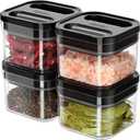 MR.SIGA 4 Pack Airtight Food Storage Container Set, BPA Free Kitchen Pantry Organization Canisters, One-handed Airtight Cereal Snack Candy Storage Containers, 360ml / 12.2oz, Small, Black