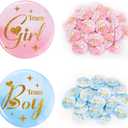 Gender Reveal Pins 60Pcs 4.4cm - Boy or Girl Team Buttons, Party Games Decorations Ideas Favors - 1.75 Inch