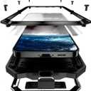 Lunivop Compatible with Samsung Galaxy S25 FE Case Metal Heavy Duty Phone Case Built-in Screen Protector Full Body Protective Dust Proof Military Grade Rugged 2025 Black