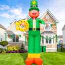 12Ft Giant St Patricks Day Inflatable Leprechaun with Horseshoes St Patricks Blow Up Inflatable Yard Decorations St Patricks Day Blow Up for Outdoor Garden Lawn Party(with Drawstring Bag)