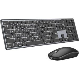 Bluetooth Keyboard and Mouse Combo for Mac, Rechargeable Wireless Keyboard Mouse, Multi-Device Connection, Quiet Keys, Metal Frame, for Travel & Desk, Compatible with MacBook Pro/Air, iPad, iPhone