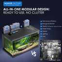 Wonderfactory Smart Aquarium 5 Gallon Glass Fish Tank, Self Cleaning System Efficiency Filter 7 Color LED Lights Automatic Feeder Temperature Display Monitor HD UHA Glass, Smart Control with Apps