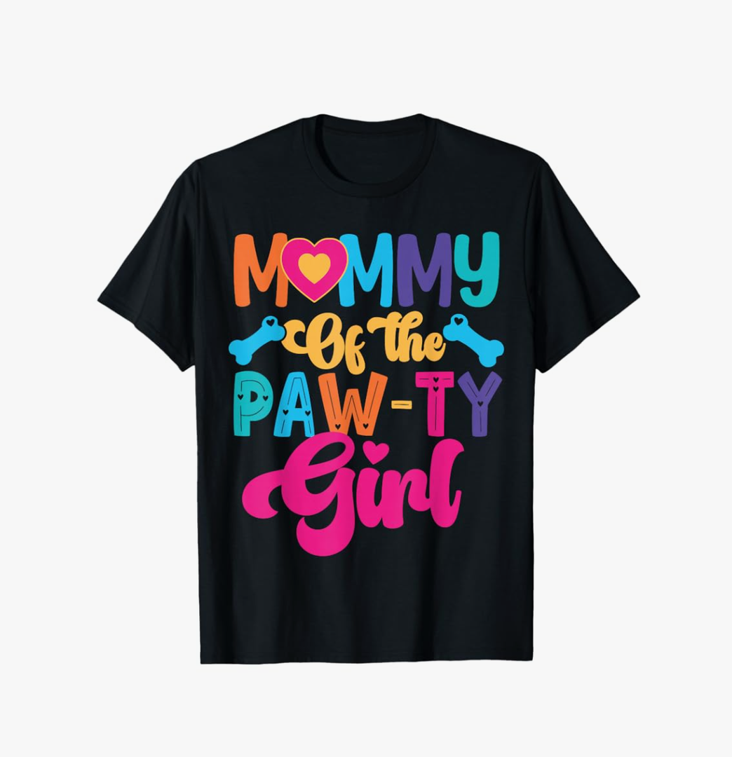 Mommy Of The Birthday Girl Dog Paw Family Matching Party T-Shirt, L