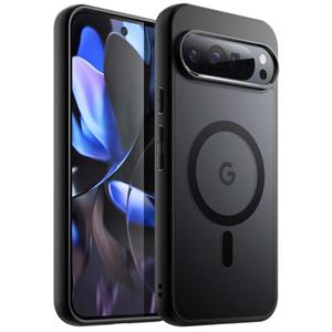 JETech Magnetic Case for Google Pixel 9/9 Pro 2024, Compatible with MagSafe, Translucent Matte Back Shockproof Phone Cover (Black)