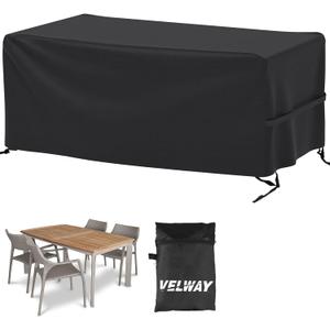 Velway Patio Furniture Cover Outdoor, Waterproof Rectangular Patio Table Chair Sofa Set Cover, 67Lx37Wx28H, All Weather Oxford Tear-Resistant Material with Zipper Carrying Bag Windproof Buckles