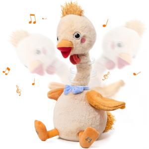 TUMAMA Dancing Talking Chicken Toy, Mimicking Twisting Neck Flapping Wings Electronic Pet Soft Plush Chick Toy,Singing, Recording, Repeating, Baby Toddler Interactive Toys for Boys Girls Gifts