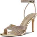 GPXGPX Women's Rhinestone High Heel Sandals Sparkly Stilettos Heeled Ankle Strap Stilettos Round Open Toe Dressy Weddings Sexy Sandals Shoes, Size: 8