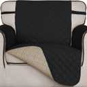 ISSUNTEX Super Anti-Slip Couch Covers for 1 Cushion Couch Sofa, Water Resistant Sofa Cover Quilted Sofa Slipcover Furniture Protectors for Dogs, Pets, Kids (Chair, Black)