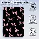 Case for iPad Air 11-inch M3 2025 M2 2024, iPad Air 5th 2022/4th Generation 2020 10.9-inch,Auto Sleep/Wake,Trifold Smart Stand Shockproof Cover Case for Women Girls (Black and Pink Bow)