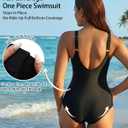 Daci Black Women's One Piece Swimsuit Tummy Control Bathing Suit Gold Metal Full Coverage Slimming Swimwear 2025 XXL (Black, XXL)