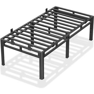 ROIL 24 Inch Twin Size Bed Frame, Metal Bed Frame & Box Spring 2 in 1 Platform with Round Corner Legs, 4000LBS Double Layer Bed Frame with Headboard Holes Mattress Baffles, Noise-Free Easy Assembly