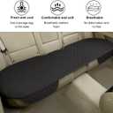 KVAEY Linen Back Car Seat Cover, Anti-Slip Long Bottom Rear Seat Cover Protector with Storage Pockets, Breathable Linen Rear Bench Seat Protector Cushion Pad for Most Vehicles (Black, Back)